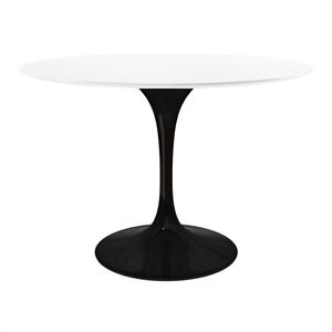 Aron Living Rose 48&quot Fiberglass and Metal Dining Table in White Top & Black Base