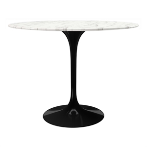 Aron Living Rose 40&quot Round Artifical Marble and Metal Dining Table in Black