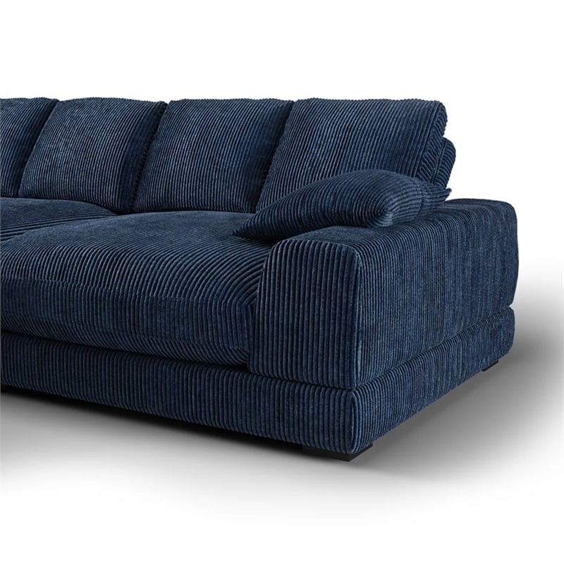 Aron Living Plush Reversible Deep Seat Sectional Sofa in Navy Blue
