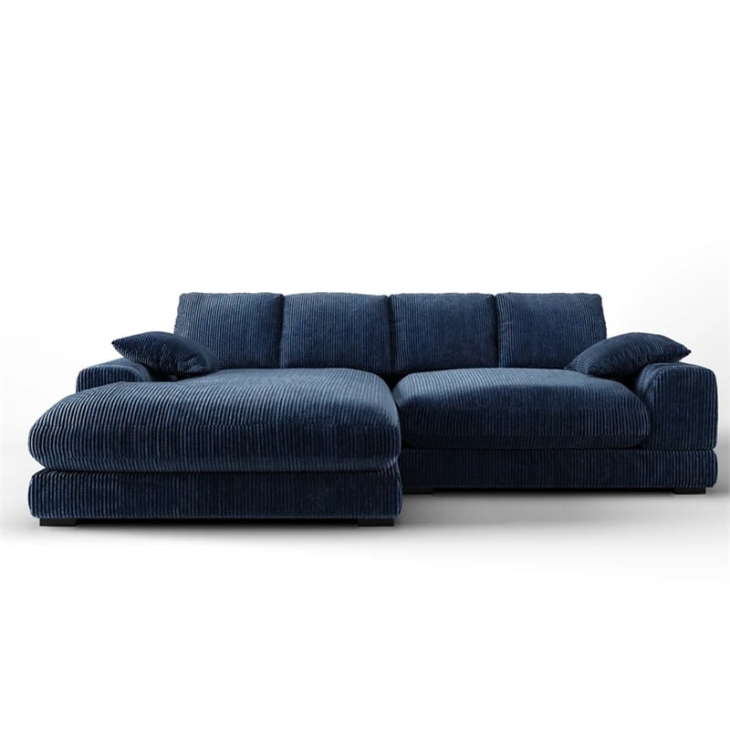 Aron Living Plush Reversible Deep Seat Sectional Sofa in Navy Blue