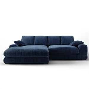 Aron Living Plush Reversible Deep Seat Sectional Sofa in Navy Blue