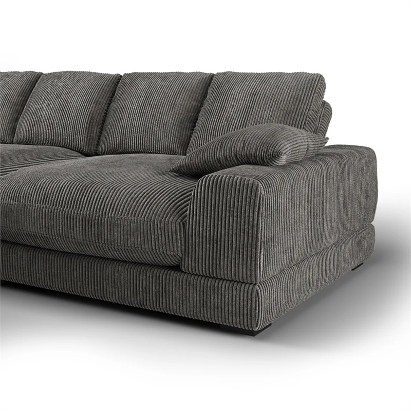 Aron Living Plush Reversible Deep Seat Sectional Sofa in Charcoal Gray