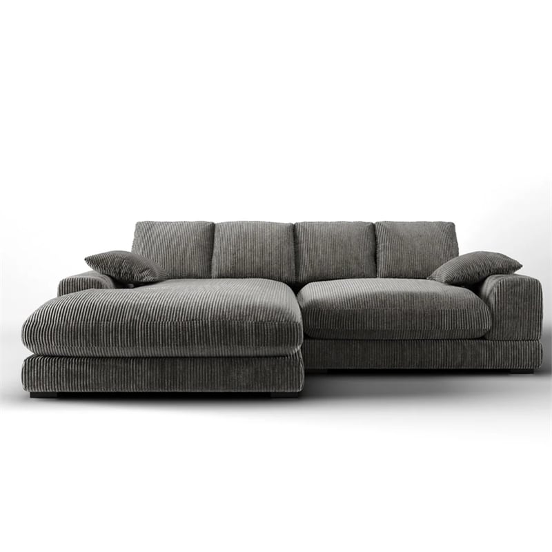 Aron Living Plush Reversible Deep Seat Sectional Sofa in Charcoal Gray