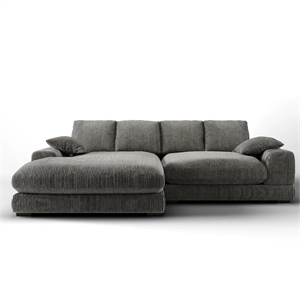 Aron Living Plush Reversible Deep Seat Sectional Sofa in Charcoal Gray