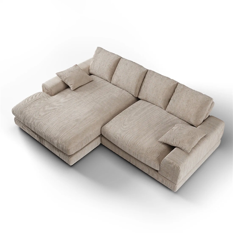 Aron Living Plush Reversible Deep Seat Sectional Sofa in Cappuccino