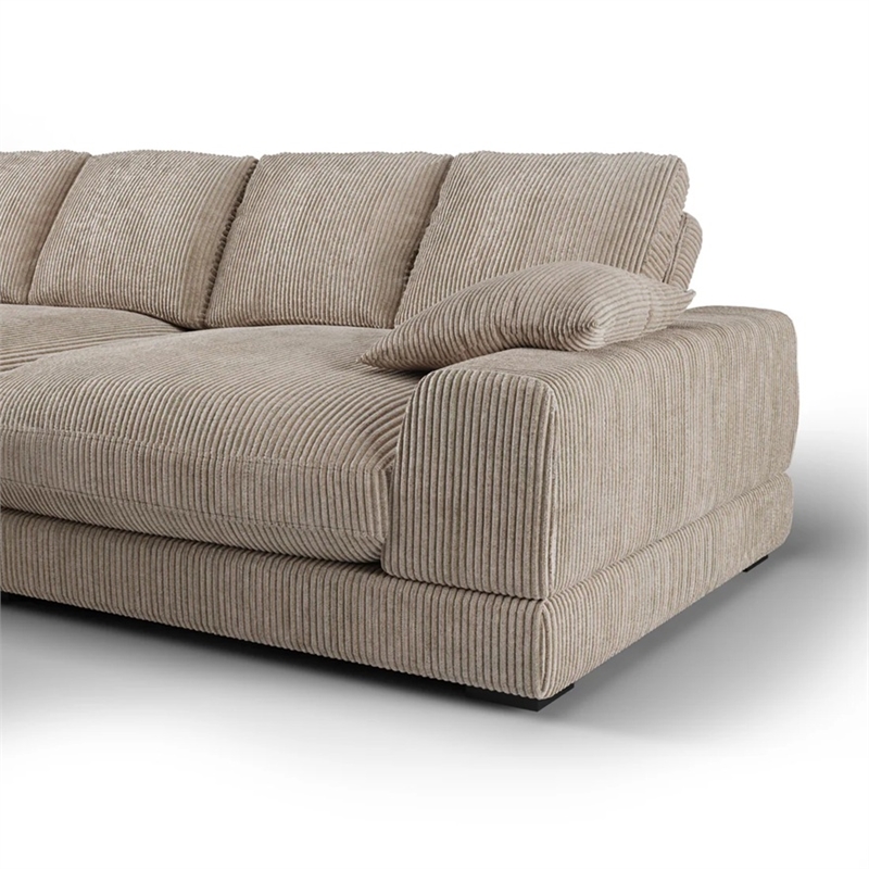 Aron Living Plush Reversible Deep Seat Sectional Sofa in Cappuccino