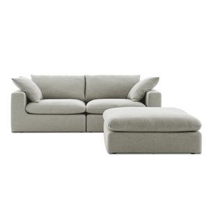 Aron Living Duke 84&quot 2 Seater Deep Seat Sectional Sofa With Ottoman in Gray