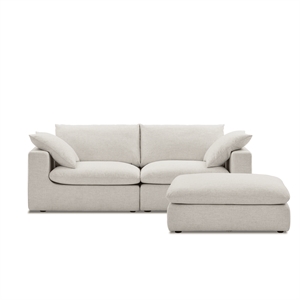 Aron Living Duke 84&quot 2 Seater Deep Seat Sectional Sofa With Ottoman in White