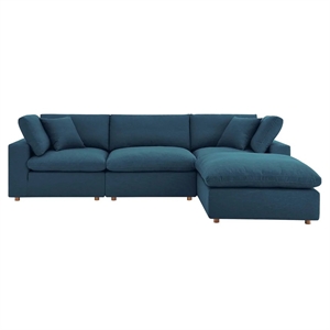 Aron Living Haven 3 Seater Sectional Sofa With Ottoman in Azure