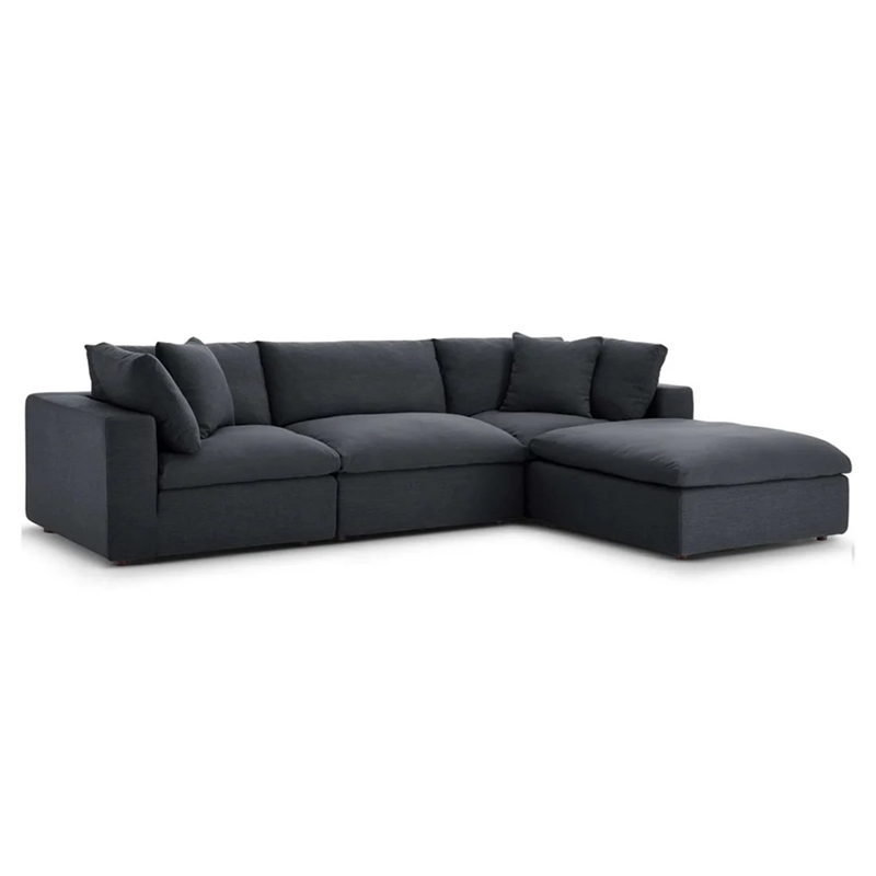 Aron Living Haven 3 Seater Sectional Sofa With Ottoman in Gray