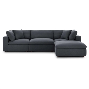 Aron Living Haven 3 Seater Sectional Sofa With Ottoman in Gray