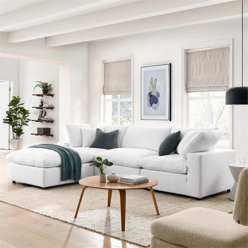 Aron Living Haven 3 Seater Sectional Sofa With Ottoman in White