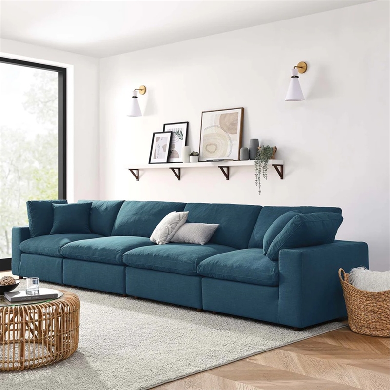 Aron Living Haven 4 Seater Sectional Sofa in Azure