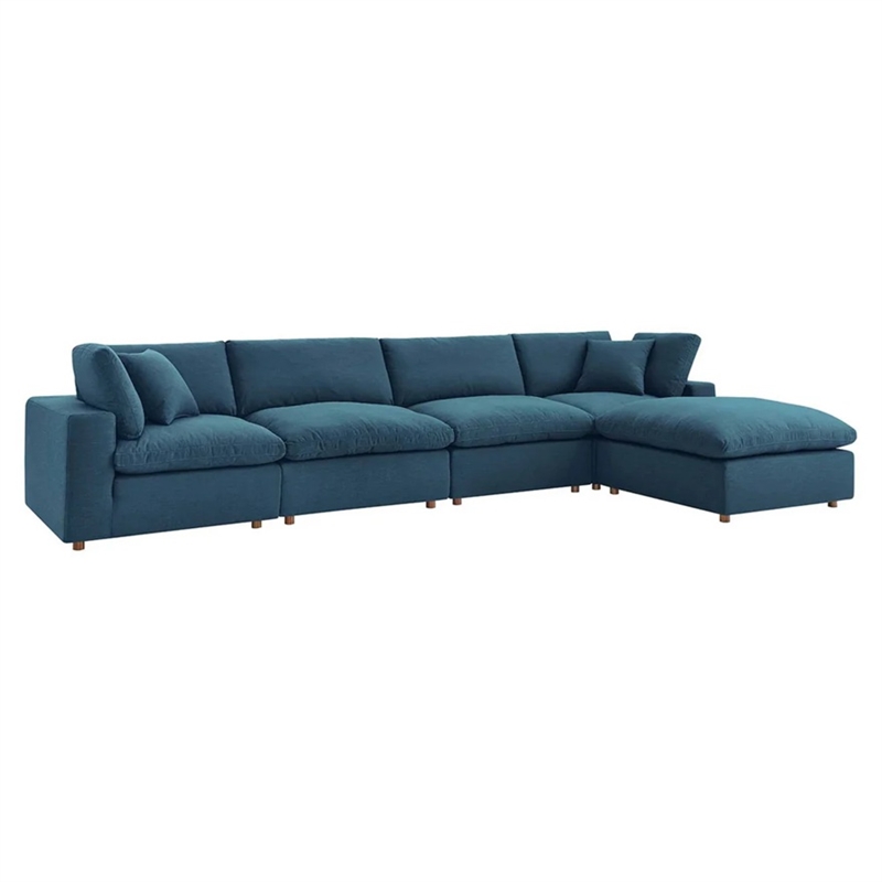 Aron Living Haven 4 Seater Sectional Sofa With Ottoman in Azure