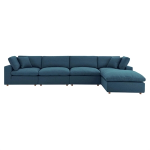 Aron Living Haven 4 Seater Sectional Sofa With Ottoman in Azure