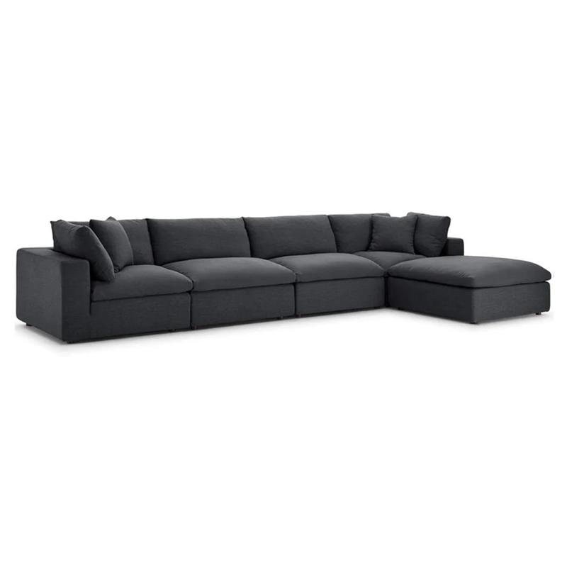 Aron Living Haven 4 Seater Sectional Sofa With Ottoman in Gray