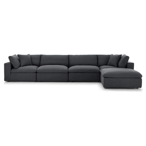 Aron Living Haven 4 Seater Sectional Sofa With Ottoman in Gray