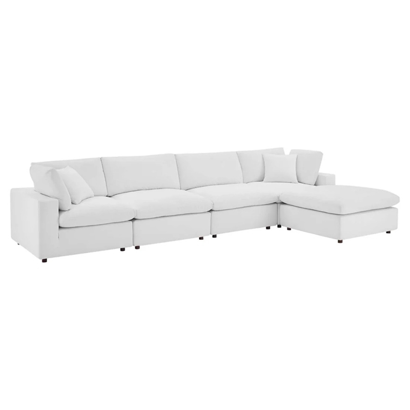 Aron Living Haven 4 Seater Sectional Sofa With Ottoman in White