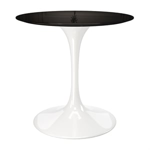 Aron Living Rose 32&quot Round Fiberglass and Metal Dining Table in Black/White