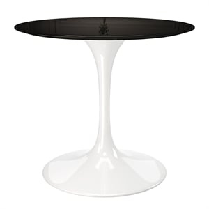 Aron Living Rose 36&quot Round Fiberglass and Metal Dining Table in Black/White