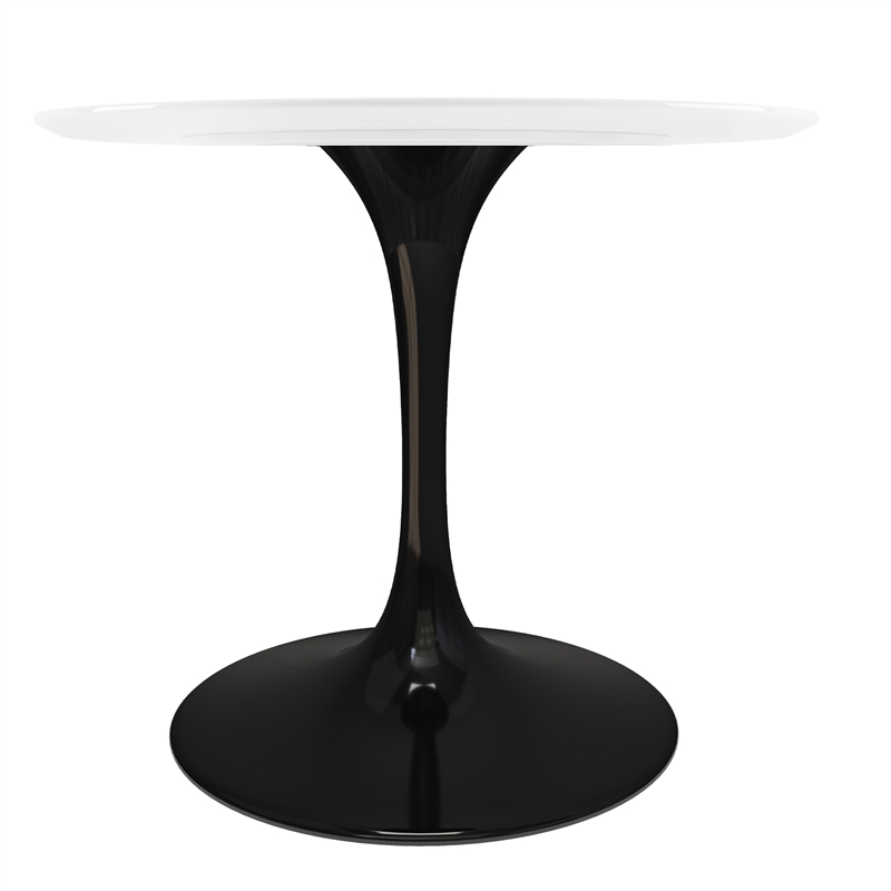 Aron Living Rose 36 Round Fiberglass and Metal Dining Table in White Black