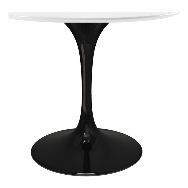 Aron Living Rose 36 Round Fiberglass and Metal Dining Table in White Black