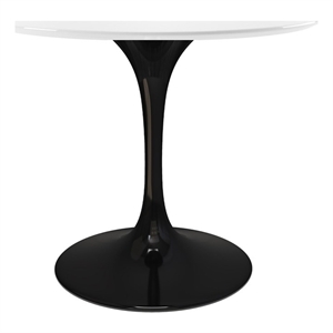 Aron Living Rose 36 Round Fiberglass and Metal Dining Table in White Black