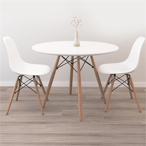 Aron Living 36&quot Pyramid Dining Table & Set of 2 Plastic Chairs in White