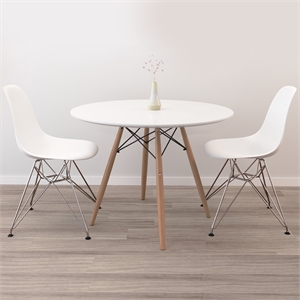 Aron Living 36&quot Pyramid Dining Table & Set of 2 Tower Chairs in White
