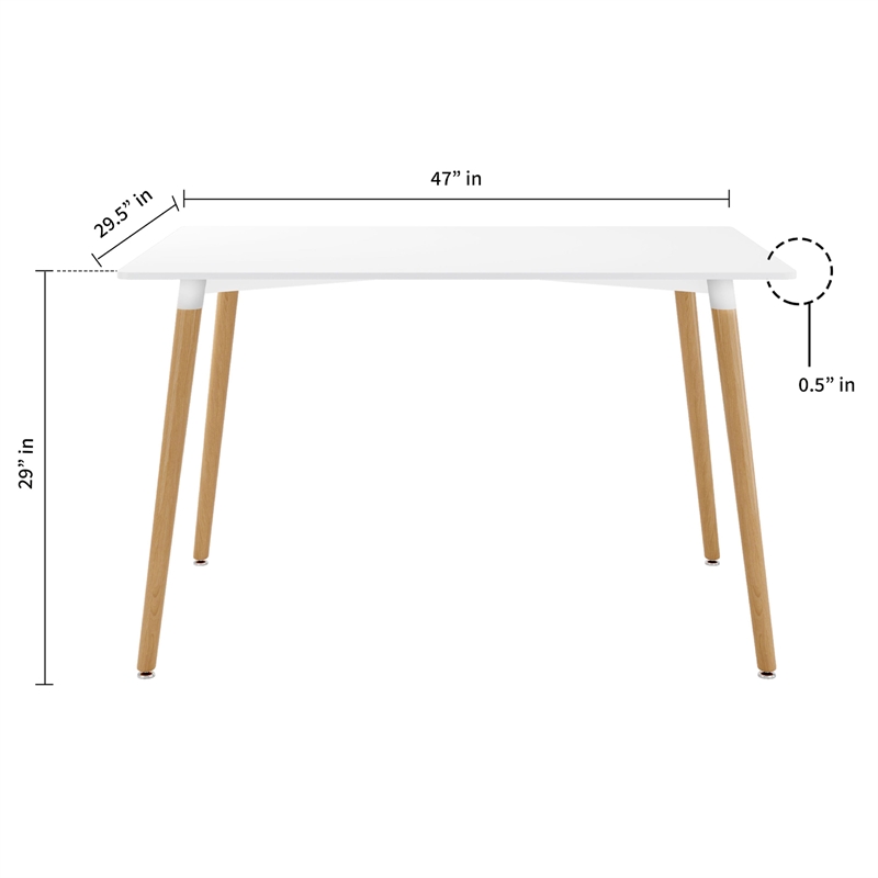Aron Living Vincent Dining Table & Set of 4 Plastic Chairs in White