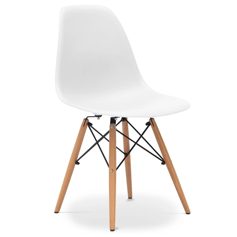 Aron Living Vincent Dining Table & Set of 4 Plastic Chairs in White