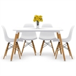 Aron Living Vincent Dining Table & Set of 4 Plastic Chairs in White