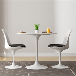 Aron Living Rose 32&quot Marble Dining Table & Set of 2 Chairs in Black