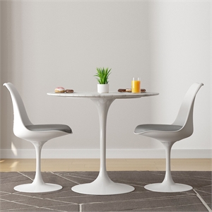 Aron Living Rose 32&quot Marble Dining Table & Set of 2 Chairs in Gray
