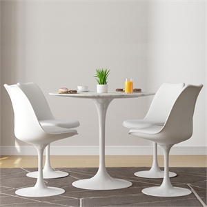 Aron Living Rose 32&quot Marble Dining Table & Set of 4 Chairs in White