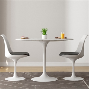 Aron Living Rose 40&quot Marble Dining Table & Set of 2 Chairs in Black