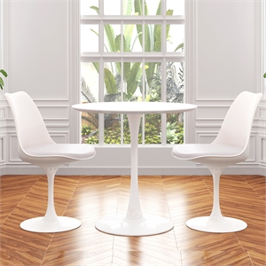 Aron Living Rose 36&quot Wood Top Dining Table & Set of 2 Chairs in White