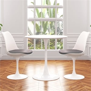Aron Living Rose 36&quot Wood Top Dining Table & Set of 2 Chairs in Gray