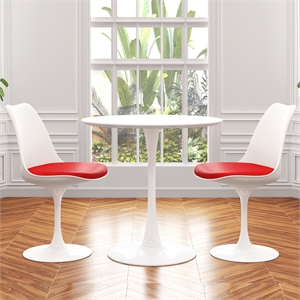 Aron Living Rose 36&quot Wood Top Dining Table & Set of 2 Chairs in Red