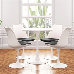 Aron Living Rose 36&quot Wood Top Dining Table & Set of 4 Chairs in Black