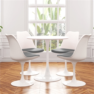 Aron Living Rose 36&quot Wood Top Dining Table & Set of 4 Chairs in Gray