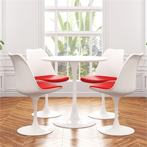 Aron Living Rose 36&quot Wood Top Dining Table & Set of 4 Chairs in Red