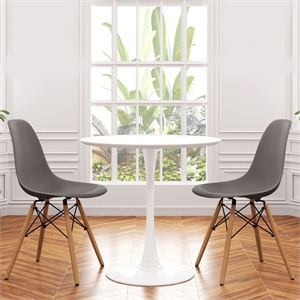 Aron Living Rose 36&quot Wood Top Dining Table & Set of 2 Plastic Chairs in Gray