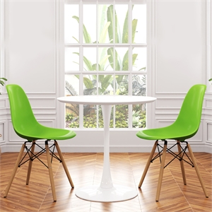 Aron Living Rose 36&quot Wood Top Dining Table & Set of 2 Plastic Chairs in Green