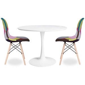 Aron Living Rose 36&quot Wood Top Dining Table & Set of 2 Plastic Chairs MultiColor