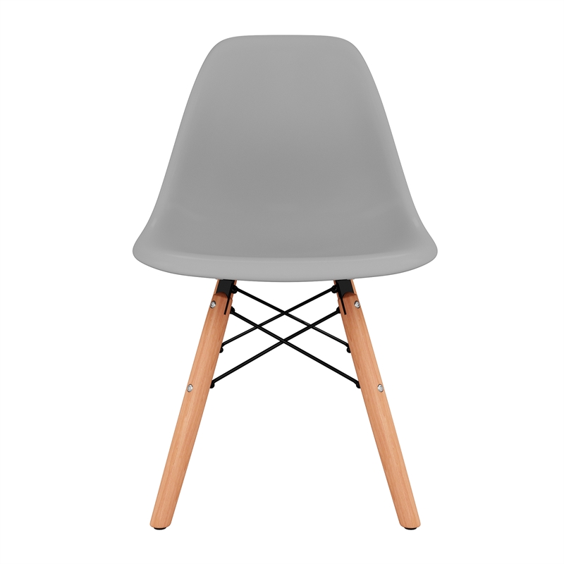 Aron Living Rose Wood Top Kids Table & Set of 4 Plastic Chairs in Gray