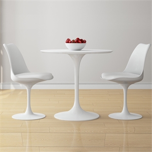 Aron Living Rose 32&quot Fiberglass Dining Table & Set of 2 Chairs in White