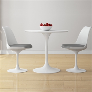Aron Living Rose 32&quot Fiberglass Dining Table & Set of 2 Chairs in Gray