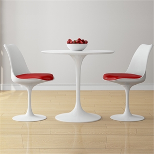 Aron Living Rose 32&quot Fiberglass Dining Table & Set of 2 Chairs in Red