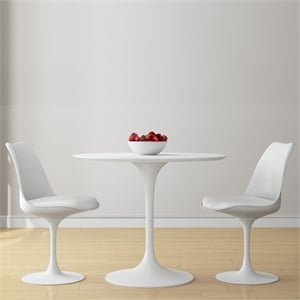 Aron Living Rose 36&quot Fiberglass Dining Table & Set of 2 Chairs in White